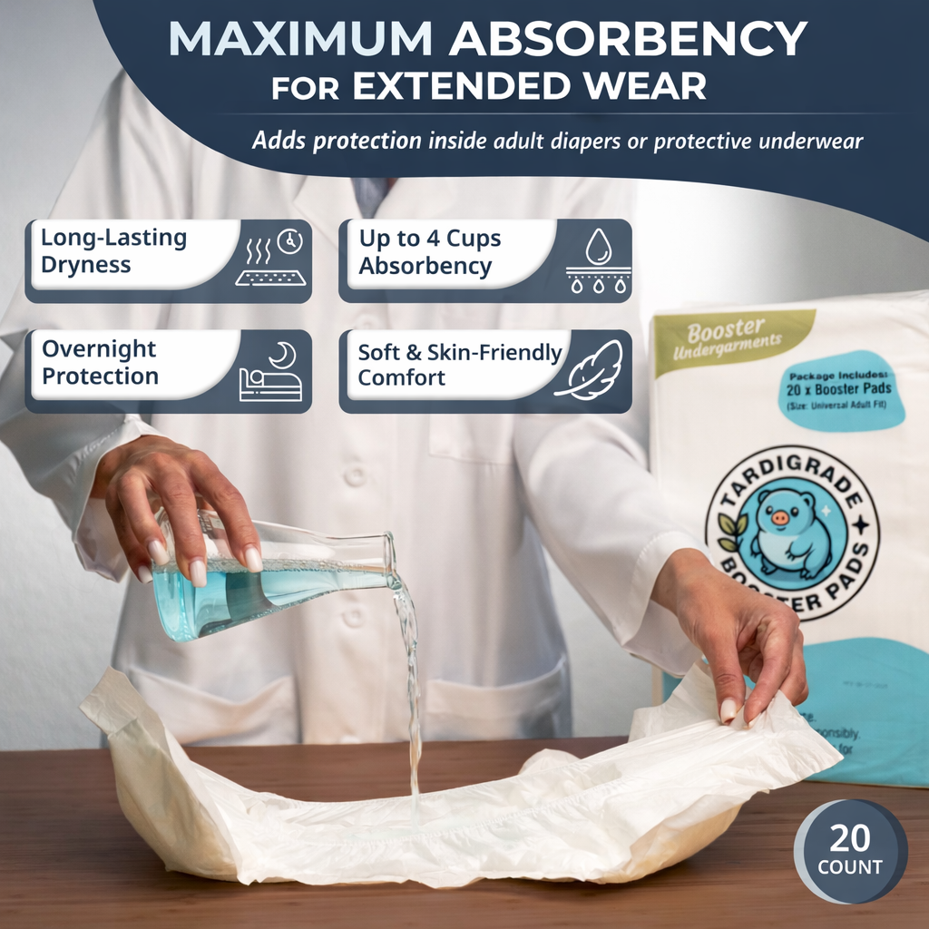 Tardigrade Booster Pad - Overnight Incontinence Pad, Heavy Absorbency, Large Size, Up to 4 Cups